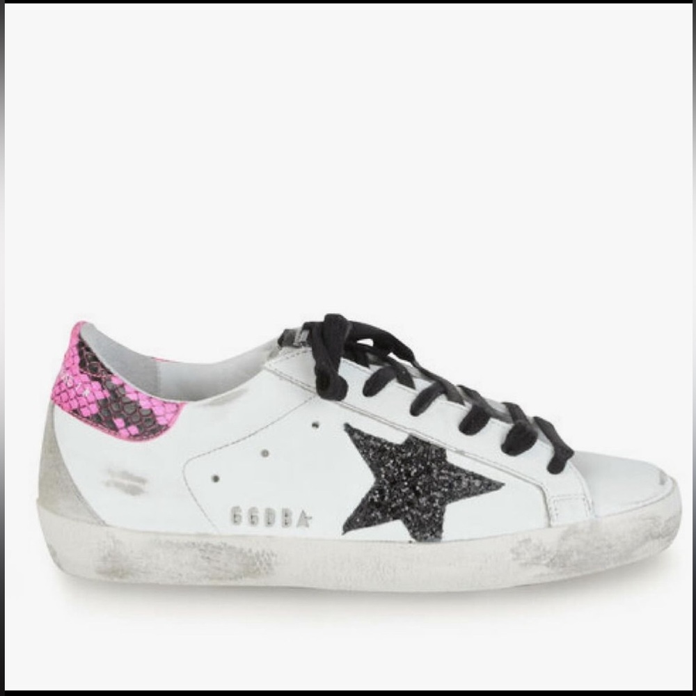Golden goose white animal print superstar
